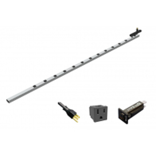 1588H12B1Jv 15A 12 Outlet Vertical Strip w/ Switch, 15 Ft. Shielded Cord - 77" Long, Toolless Mount