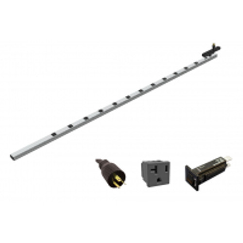 1589H77G1Jv 20A 12 Outlet Vertical Strip w/ Switch, 15 Ft. Shielded Cord - 77" Long, Toolless Mount