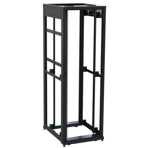 45 RU SNE Series Rack Frame, 36 Inches Deep, 27 Inches Wide with Cage Nut Rackrail