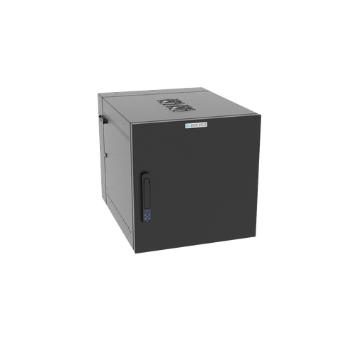 12U WMCM Black Solid Door Wall Mount with SEAL Electronic, Fan and Cable Bar