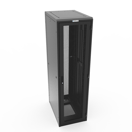 44U 24W  32D Black E Cabinet with Mesh Doors  and #10-32 Mounting