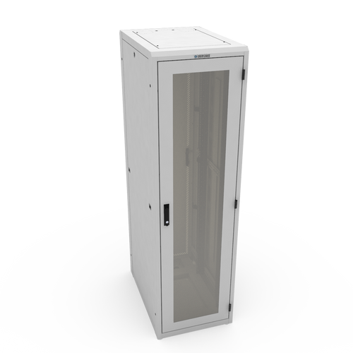 37U 24W 32D White E Series Cabinet - M6 Mounting, Plexi Front, Solid Rear Door