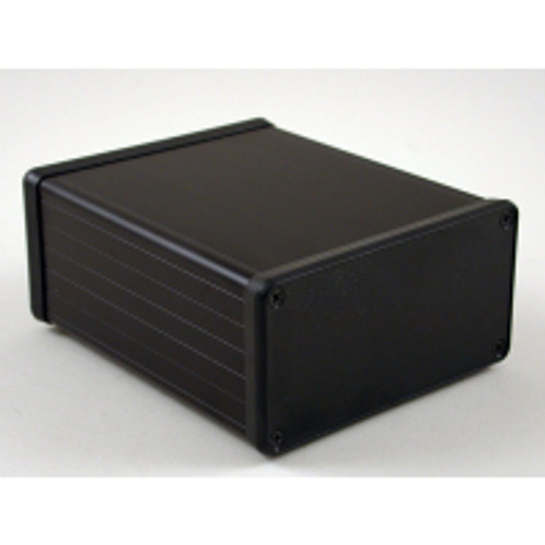 1455N1202Bk Black Extruded Aluminum Enclosure w/ Plastic End Panels