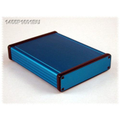 1455P1601Bu Blue Extruded Aluminum Enclosure w/ Metal End Panels