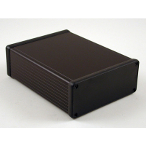 1455Q1602Bk Black Extruded Aluminum Enclosure w/ Plastic End Panels