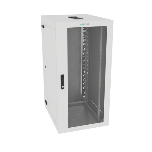 25U WMCM White Plexi Door Wall Mount with Swing Handle, Fan and