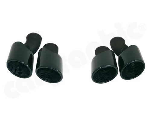 Cargraphic Tailpipe Set Double End Black Enamelled 2x100mm Round Perforated Insert Porsche 970 Panamera 10-17 Cargraphic Tailpipe Set Double End Black Enamelled 2x100mm Round Perforated Insert Porsche 970 Panamera 10-17