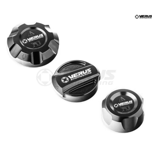 Verus Engineering Anodized Black Engine Bay Fluid Cap Kit Toyota Supra (Mk5) 2020+ Verus Engineering Anodized Black Engine Bay Fluid Cap Kit Toyota Supra (Mk5) 2020+