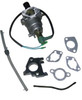Carburetor assembly, 200cc The carburetor module comes completely assembled.  The module includes the carburetor, the choke shaft, the heat shield and the gaskets.  Simply install the carburetor assembly onto the engine head with two bolts.
