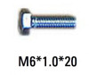 GB/T5783, M6 x 1.0 x 20mm hex bolt, 8.8 grade