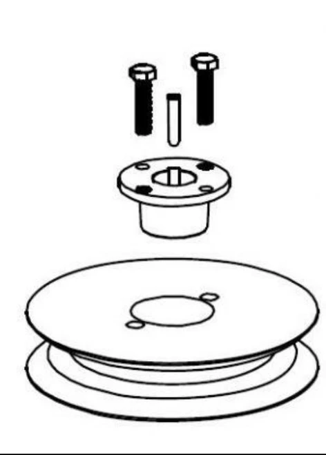 Deck pulley, keyway, and hardware - Mower: 62ZB (2017 and newer)