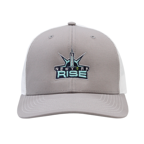 The New York Rise Trucker Hat - Grey and White Mesh Back