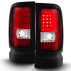 Fit 1994-01 Dodge Ram 1500 2500 3500 Red Clear LED Tube Tail Lights Replacement