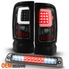 Fit 94-01 Ram 1500 2500 3500 Black LED Tube Tail Lights + 3rd Brake Cargo light