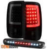 Fit 07-13 Sierra 1500 2500HD 3500HD Black Smoked LED Tail Lights+3rd Brake Lamp