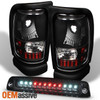 Fit 1994-2001 Dodge Ram 1500 2500 3500 Black Tail Lights + LED 3rd Brake Light