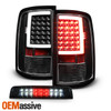 For 09-18 Dodge Ram Black LED Tail Lights Housing + 3rd Brake Light in Smoke Len