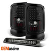 For 94-01 Dodge Ram LED Black Tail Lamps + 3rd Brake Light Combo - Smoke Lens