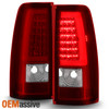 Fit 1999-2002 Chevy Silverado 1999-2006 GMC Sierra Red Clear LED Tube Tail Light