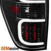 Fit 2009-2014 Ford F150 Pickup Black LED Tube Tail Lights Brake Lamp Replacement
