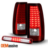 Fit 99-03 Silverado Sierra LED Tail Lamp Housing & 3rd Brake Light Red Clear Len