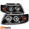 Fits Black 97-00 Vw Passat Dual Halo Projector LED Headlights Lamps Left+Right