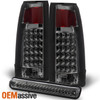 Fits 1988-1998 Chevy GMC C10 C/K LED Smoked Tail Lights+3rd Brake Cargo Lights