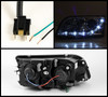 Fits 00-03 Volvo S40 V40 Clear Projector R8 Style DRL LED Strip Headlights Lamps