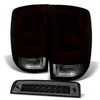 Fits 09-18 Dodge Ram Pickup Red Smoked Tail lights + Smoked LED 3Rd Brake Lamp