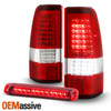For 2003-2007 Chevy Silverado LED Tail Lights Housing & Red LED 3rd Brake Lamps