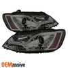 Fits Smoked 11-18 Vw Jetta DRL LED Light Tube Design Projector Headlights Lamps