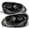 Fits 06-09 Vw GTi Jetta Rabbit Black Projector DRL Daylight LED Strip Headlights