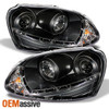 Fits 06-09 Vw GTi Jetta Rabbit Black Projector DRL Daylight LED Strip Headlights