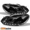 Fits Black 10-14 Vw Golf GTi Projector Headlights W/Daytime LED Running Lights