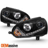 Fits 06-09 Volkswagen GTI/Jetta/Rabbit Black DRL Tube LED Projector Headlights