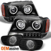 Fits 99-04 Grand Cherokee Black Halo Projector Headlights+LED Fog Lamps W/Switch