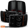 Fit 07-13 GMC Sierra *Exclusive* SMD LED Halo Black Smoked Headlights+Tail Lamps