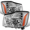 Fits 04-15 Titan 04-07 Armada Clear Dual Halo Projector DRL LED Strip Headlights