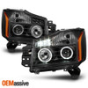 Fits 04-15 Titan 04-07 Armada Black Dual Halo Projector DRL LED Strip Headlights