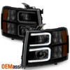 Fit 07-13 Silverado 1500 07-14 2500HD 3500HD Black Smoke LED Projector Headlight
