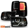 For 09-18 Ram 1500/2500/3500 Halo Projector Black Smoke Headlights+Tube TailLamp