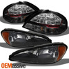 Fits 99-05 Grand AM Black Bezel Headlights Replacement + LED Black Tail Lights