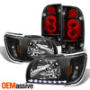 For 2001-2004 Toyota Tacoma LED Black Headlight w/ Corner+JDM Blk Tail Lamp Pair