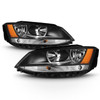 Fit Black 2011-2018 Volkswagen VW Jetta Sedan Headlights Lamps Lights Left+Right