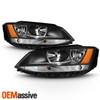 Fit Black 2011-2018 Volkswagen VW Jetta Sedan Headlights Lamps Lights Left+Right