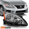 Fits 2013-2015 Sentra Chrome LED DRL Passenger Right One Side Headlight Lamp