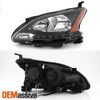 Fits 2013 2014 2015 Sentra Black LED DRL Headlights Complete Replacement Set