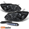Fits 03-08 Toyota Corolla Crystal Amber Smoked Headlights + Black DRL LED Lights