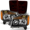 Fits 2004-2015 Titan Black Headlights + Dark Red Tail Lights Replacement L+R Set