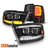 Fit 09-18 Dodge Ram Dual Projector Len Switchback DRL| LED Smoke Tail Lights